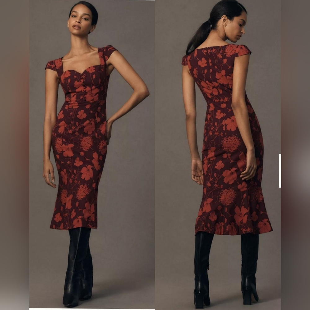 By Anthropologie The Cecily Fit & Flare Sweetheart Dress Size Medium Petite NWT